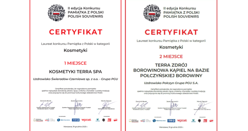 certyfikaty polish souvenirs dla kosmetyków terra