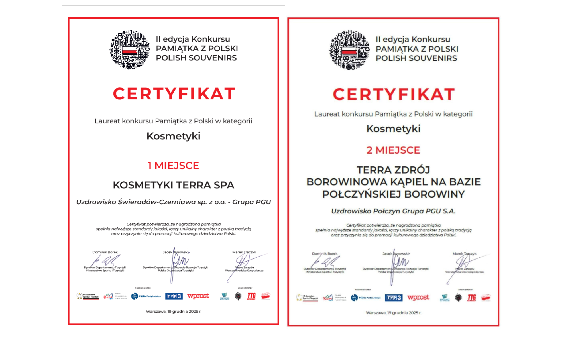 Kosmetyki Terra Spa i Terra Zdrój laureatami konkursu „Pamiątka z Polski – Polish Souvenirs”